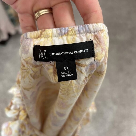 Womens Light Colored Floral & Lightweight Blouse with Shoulder Tie Cold Shoulder - Picture 10 of 10